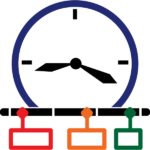 clock with a timeline, timeline lesson plan icon