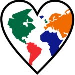 heart with continents inside to show the earth, environmental lesson plans icon